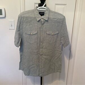 Lucky Brand Short Sleeve Button-Down Shirt in Light Gray
